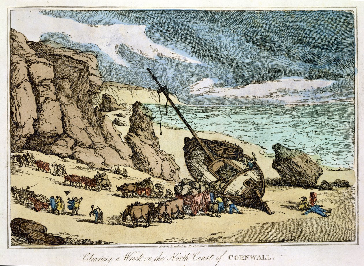Bergung eines Wracks an der Nordküste von Cornwall, aus 