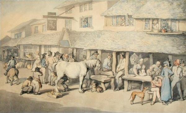 Französische Gefangene auf Ehrenwort in Bodmin, Cornwall, 1795 von Thomas Rowlandson