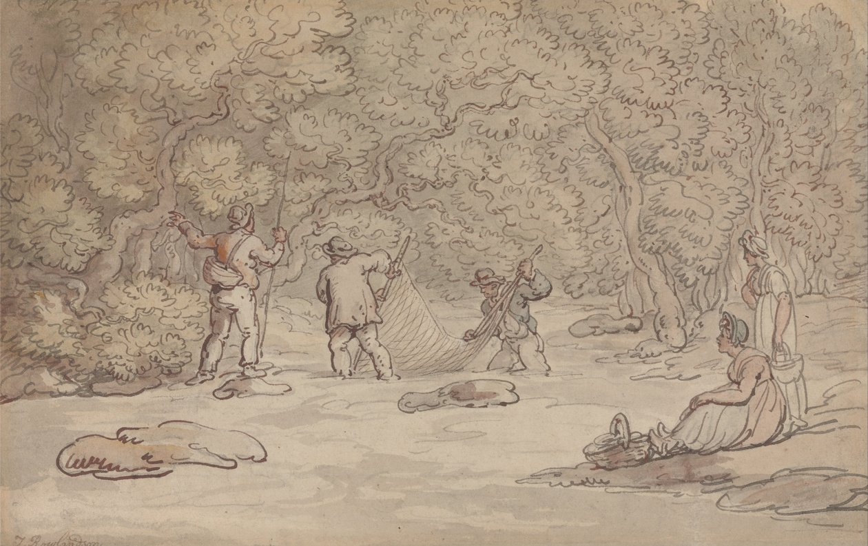 Ein Lachsbecken befischen von Thomas Rowlandson