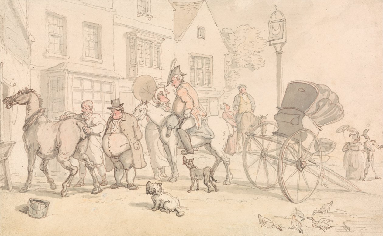 Szene vor dem Halbmond-Gasthof von Thomas Rowlandson