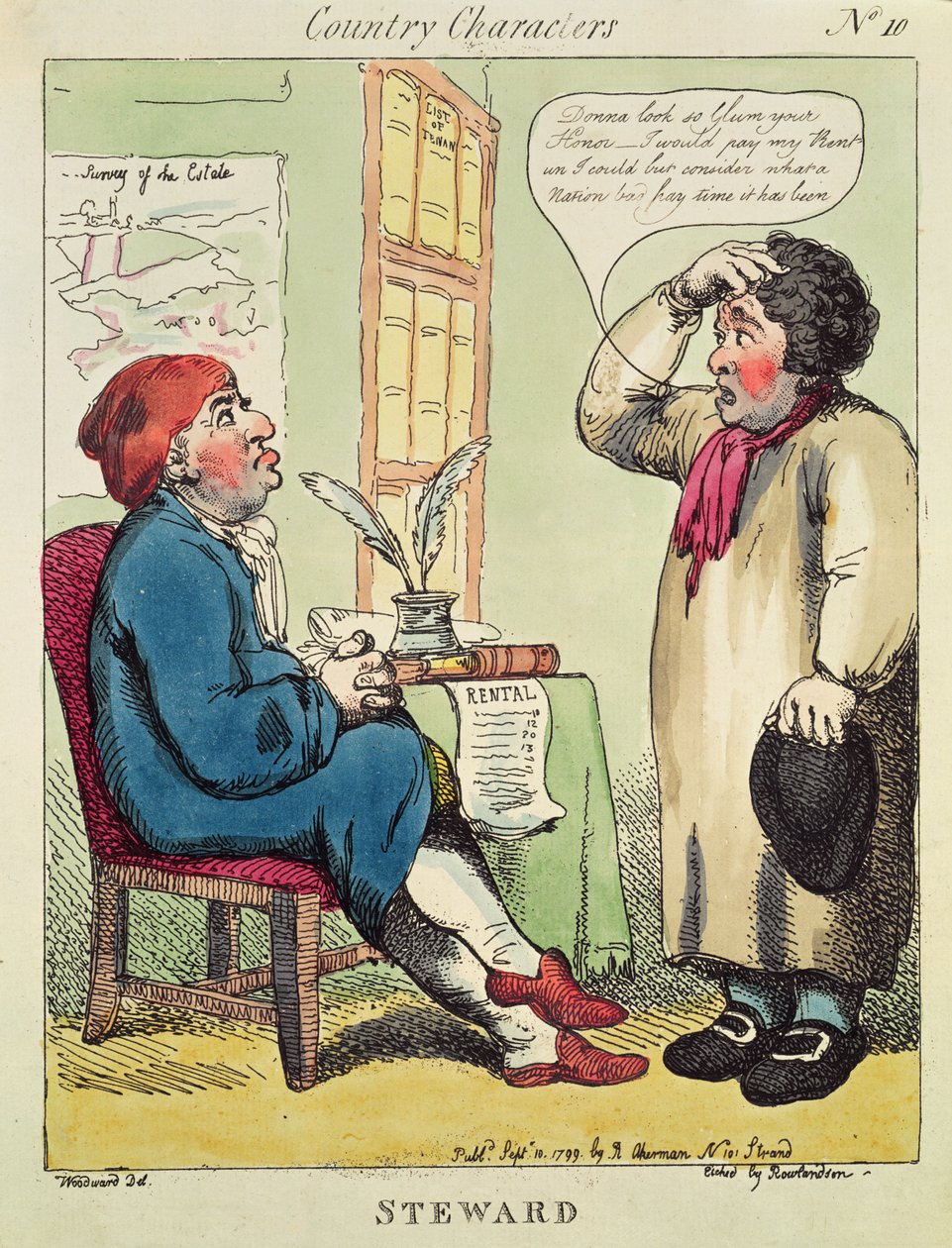 Steward, aus einer Serie mit dem Titel Country Characters, 1799 von Thomas Rowlandson