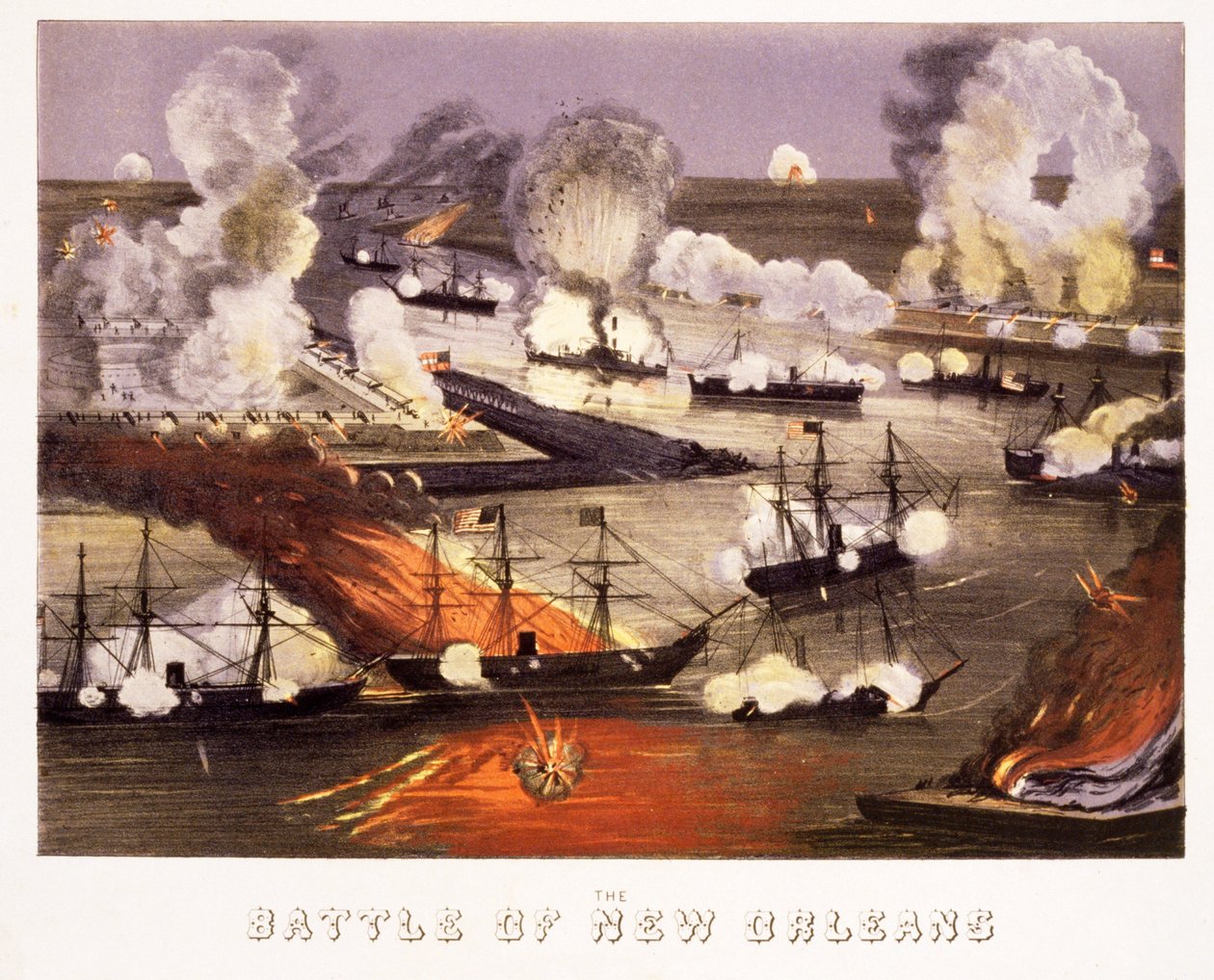 Die Schlacht von New Orleans, veröffentlicht ca. 1865 von Thomas S. Sinclair