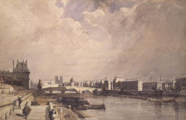 Blick entlang der Seine mit der Pont Royal und dem Pavillon de Flore, Tuilerien von Thomas Shotter Boys