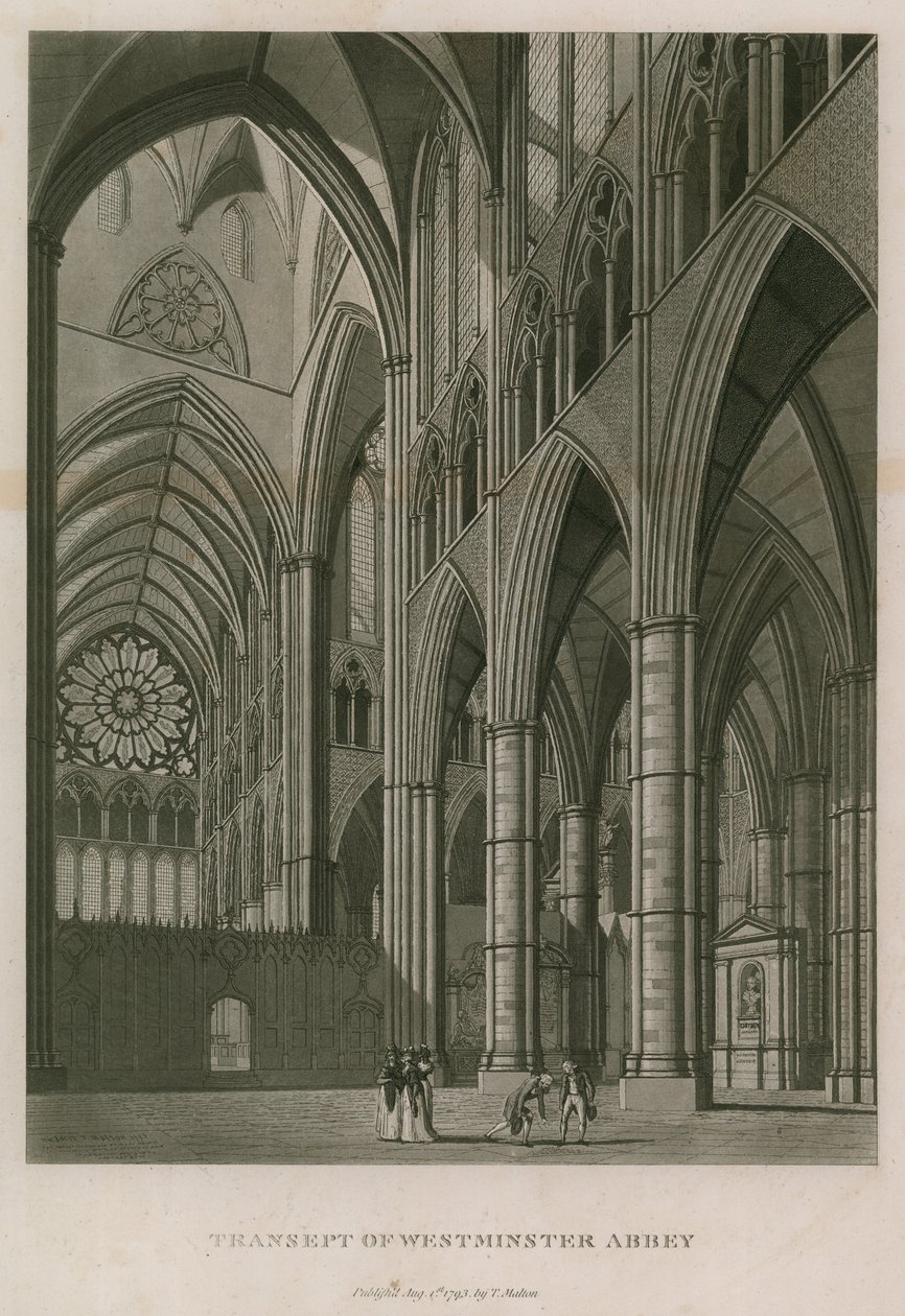 Querschiff der Westminster Abbey, London von Thomas Snr. Malton