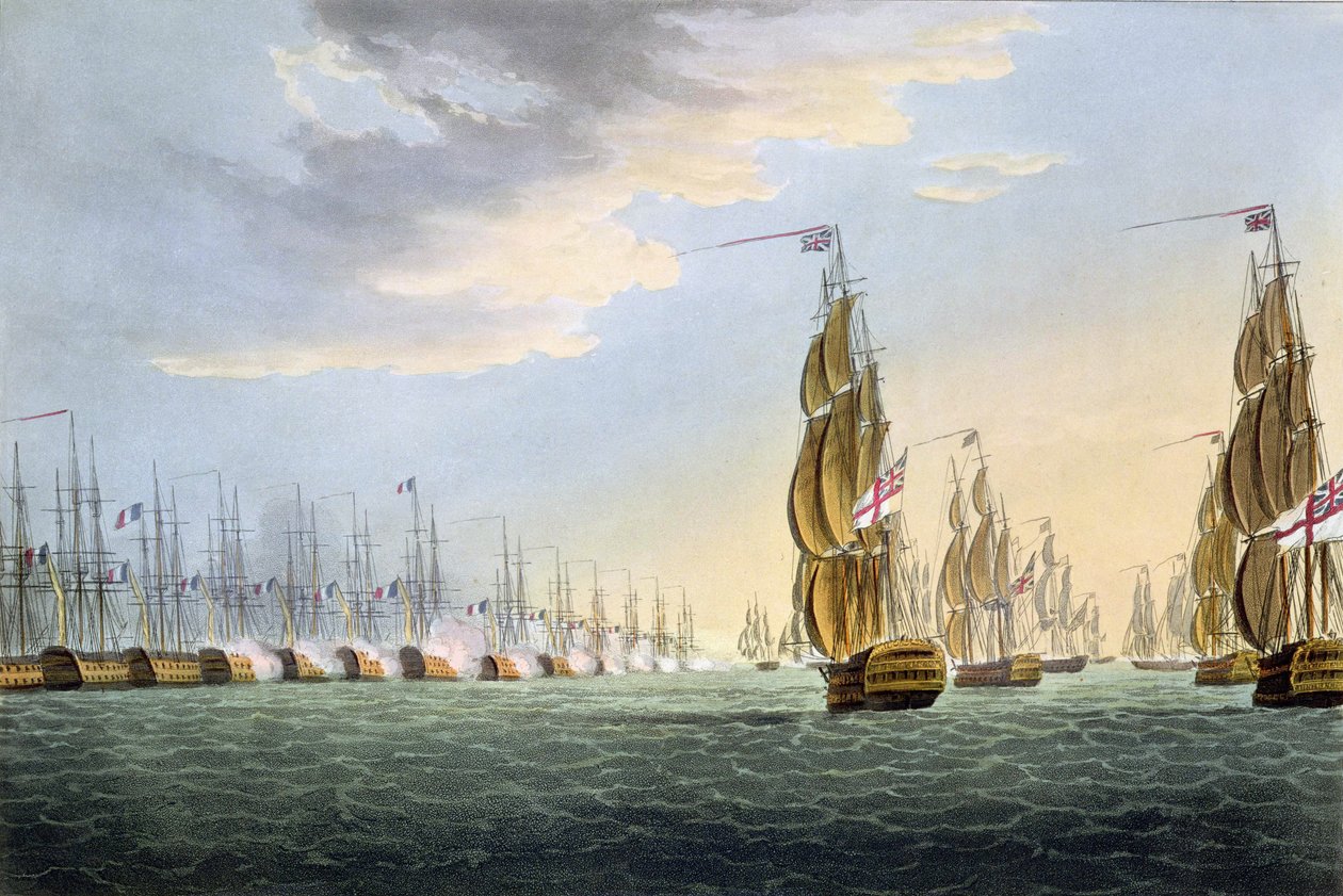 Schlacht am Nil, 1. August 1798, graviert von Thomas Sutherland für J. Jenkins