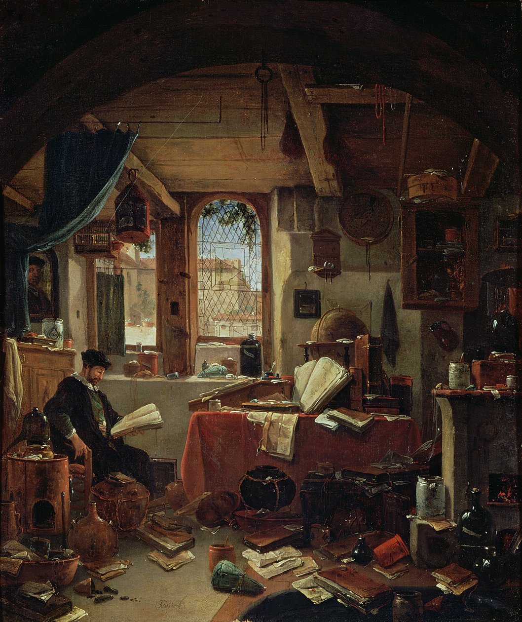Ein Alchemist in seinem Labor von Thomas Wyck