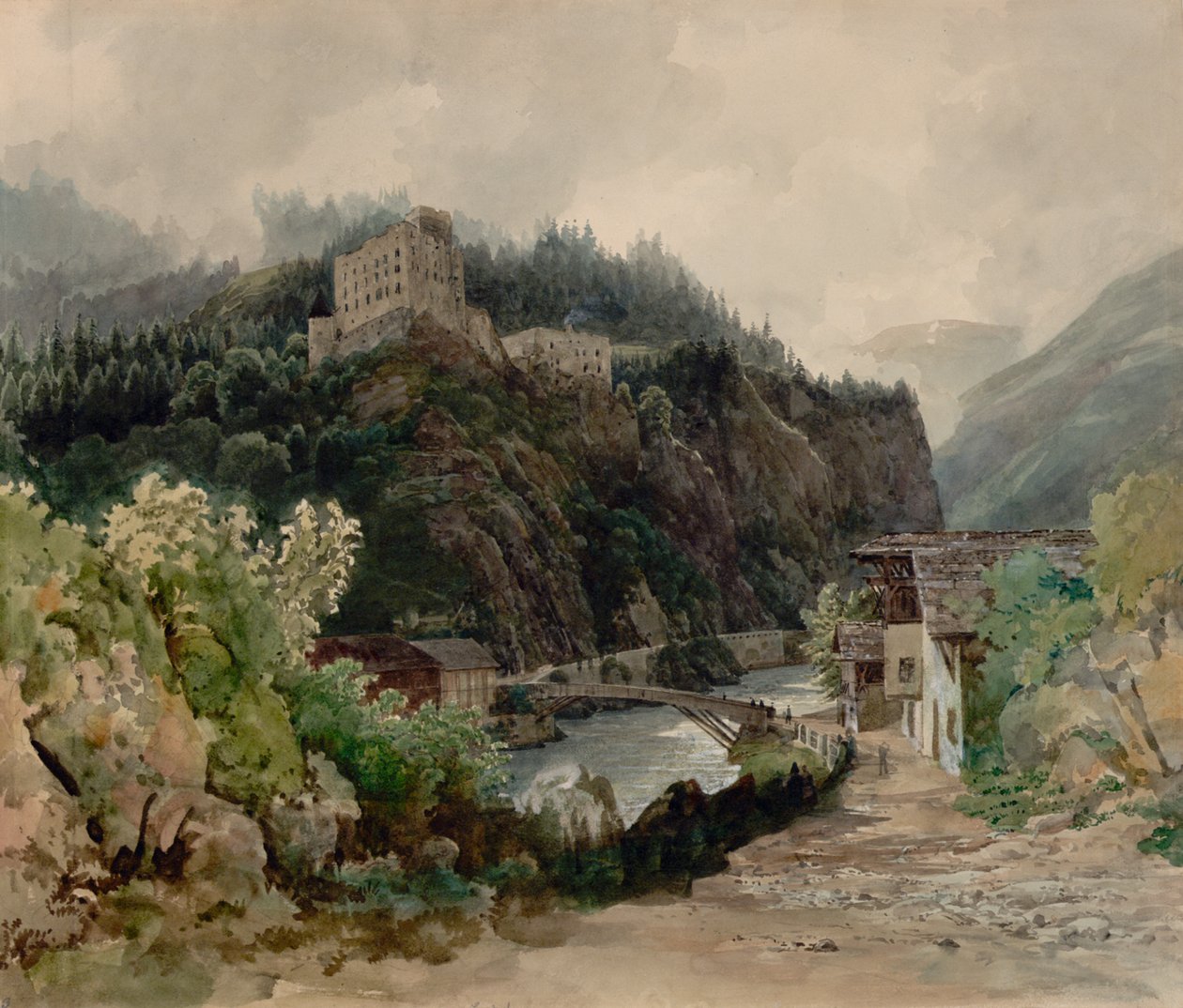 Ansicht von Schloss Landeck in Tirol von Thomas Ender