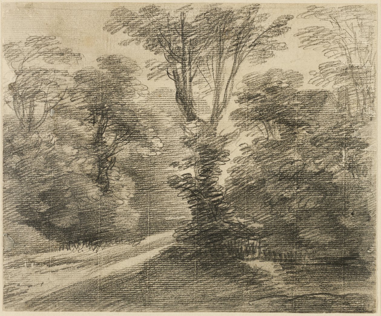 Ein sonnenbeschienener Pfad durch einen Wald von Thomas Gainsborough