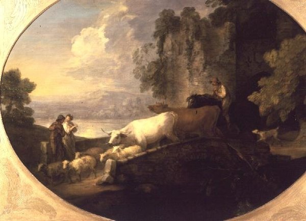 Vieh, das eine Brücke überquert von Thomas Gainsborough