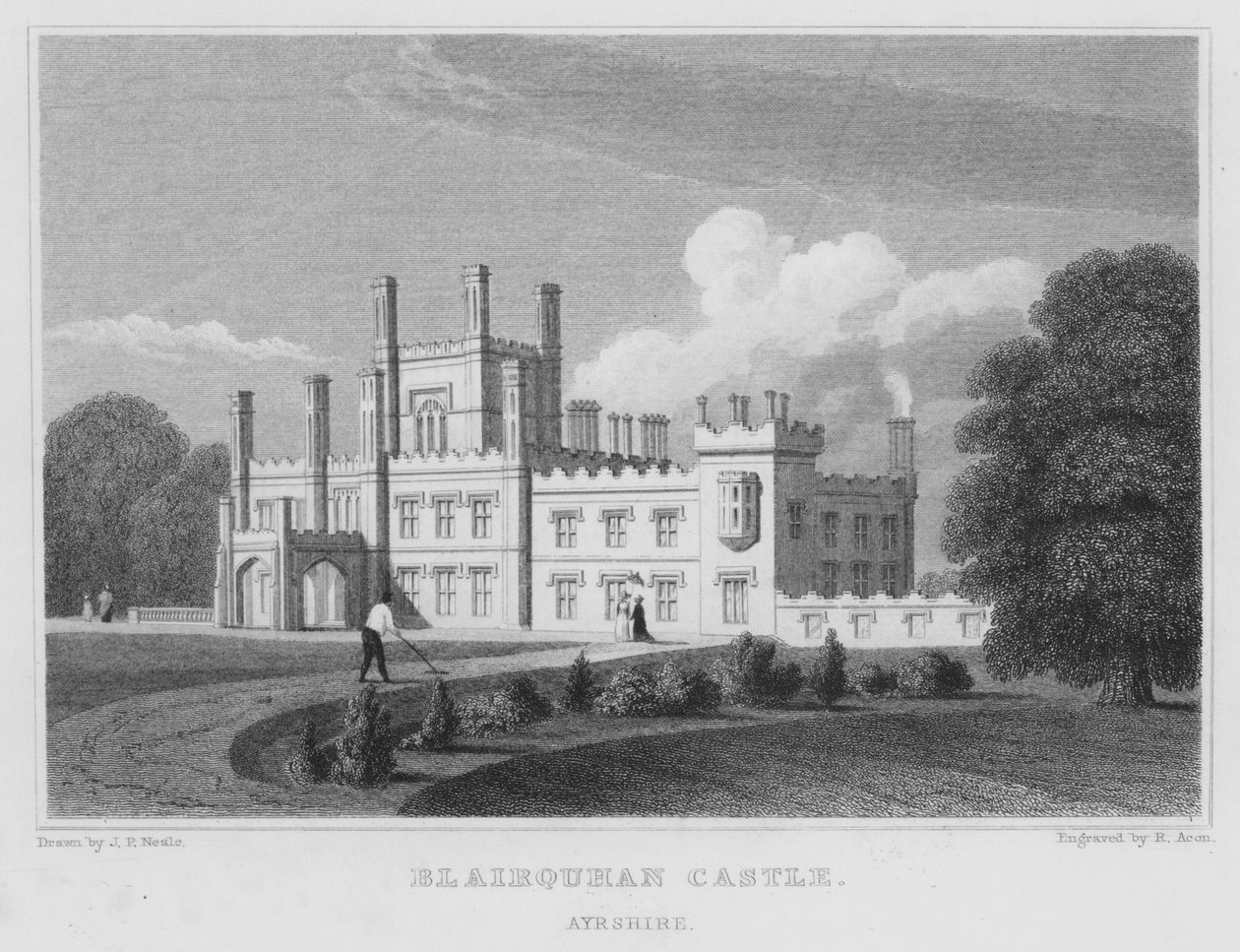 Blairquhan Castle, Ayrshire (Gravur) von Thomas Hosmer Shepherd