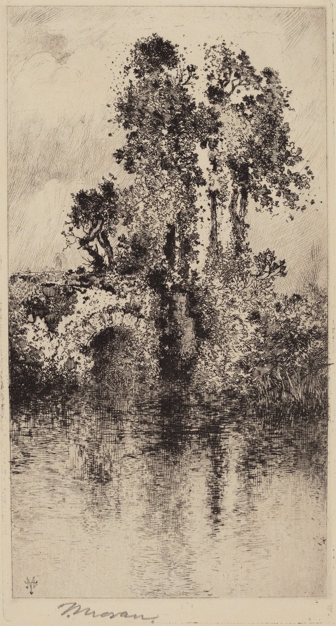 Brücke und Bäume von Thomas Moran