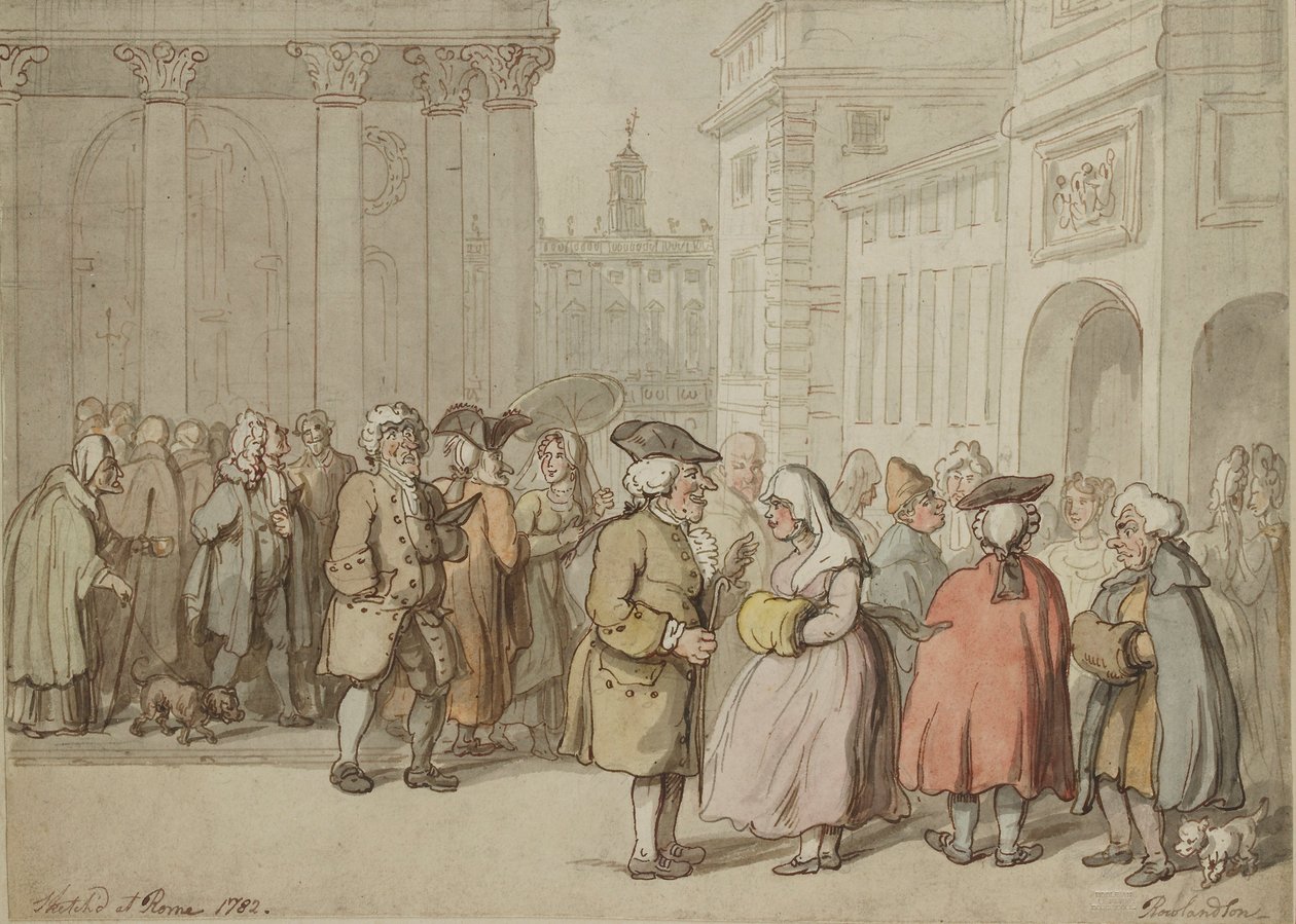 Eine Gruppe in Rom skizziert von Thomas Rowlandson