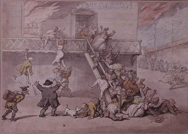 Cockburns Theater in Flammen von Thomas Rowlandson