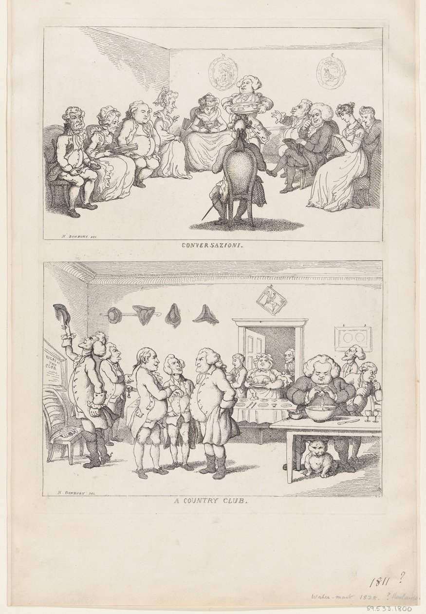 Konversation und Ein Country Club, 1806-11 von Thomas Rowlandson