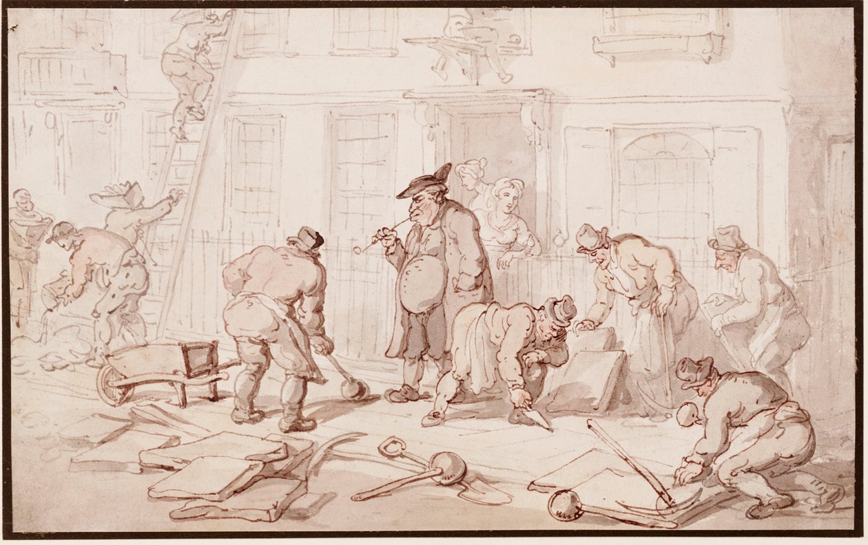 Arbeiter legen einen Gehweg an von Thomas Rowlandson