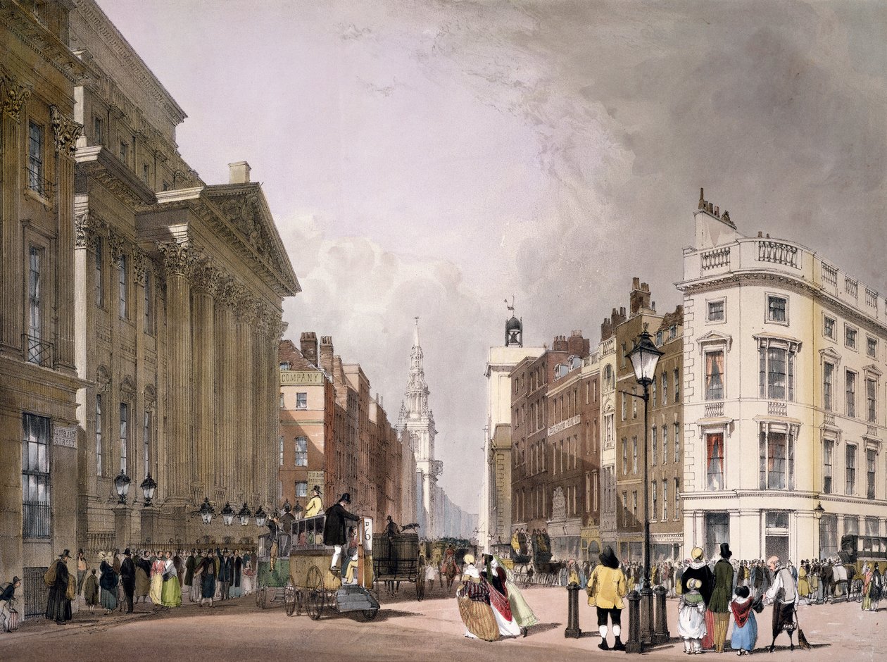 Cheapside und Mansion House, 1842 von Thomas Shotter Boys