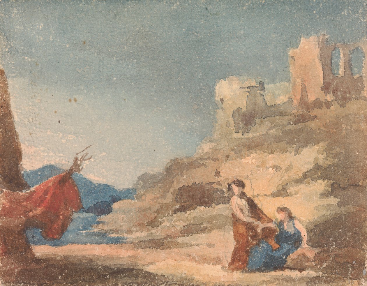Figuren unter Ruinen auf einem Hügel von Thomas Sully