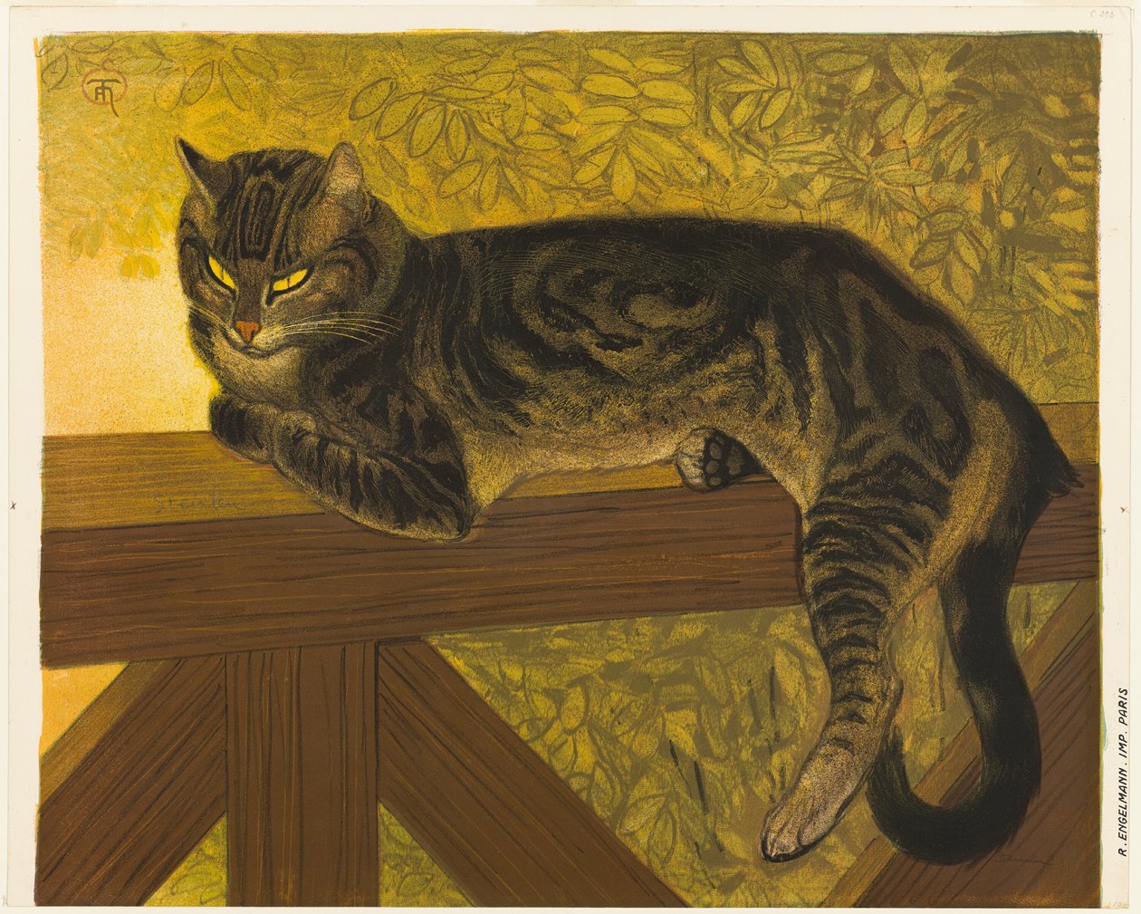 Sommer: Katze auf einer Balustrade von Théophile Alexandre Pierre Steinlen