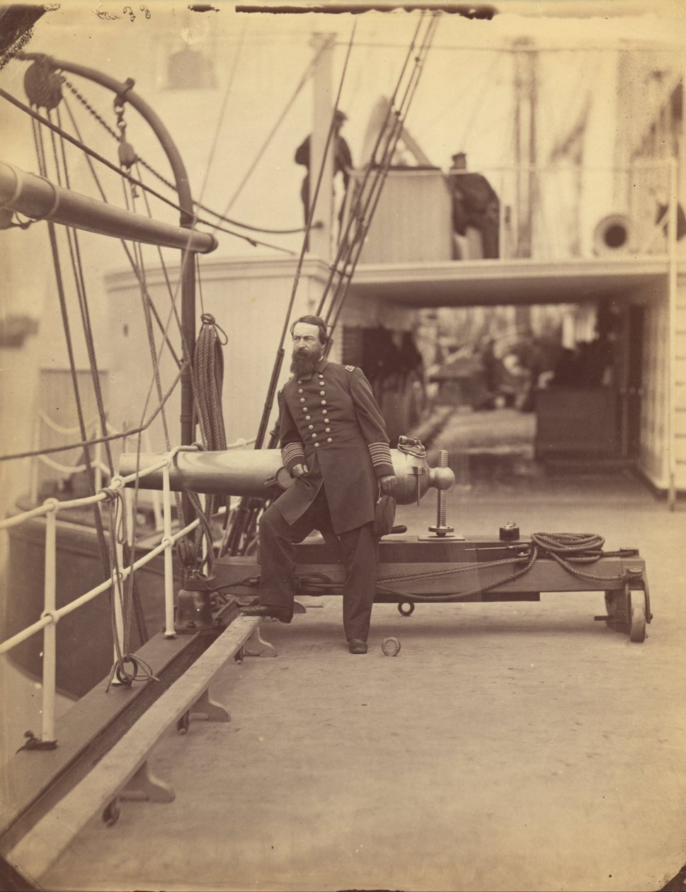 Admiral David Dixon Porter auf dem Deck seines Flaggschiffs Malver nach dem Sieg bei Ft. Fisher von Timothy H. OSullivan