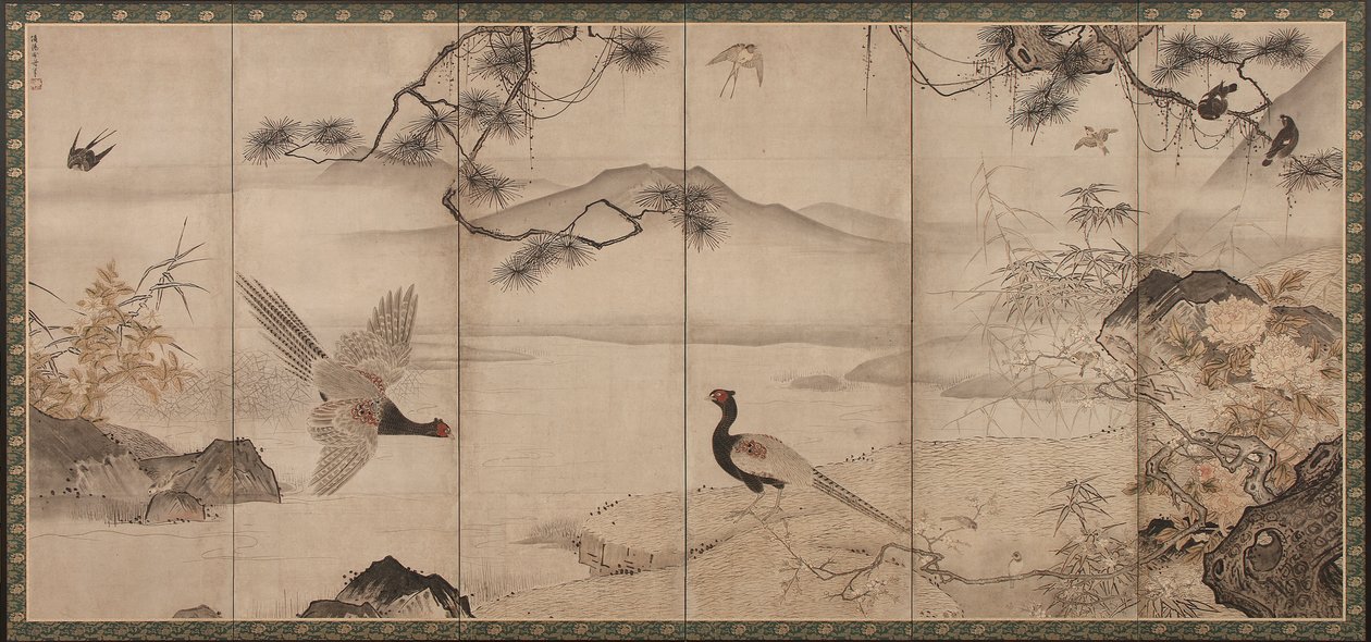 Vögel und Blumen der vier Jahreszeiten: Frühling und Sommer, Muromachi-Periode, spätes 15. - frühes 16. Jahrhundert von Toyo Sesshu