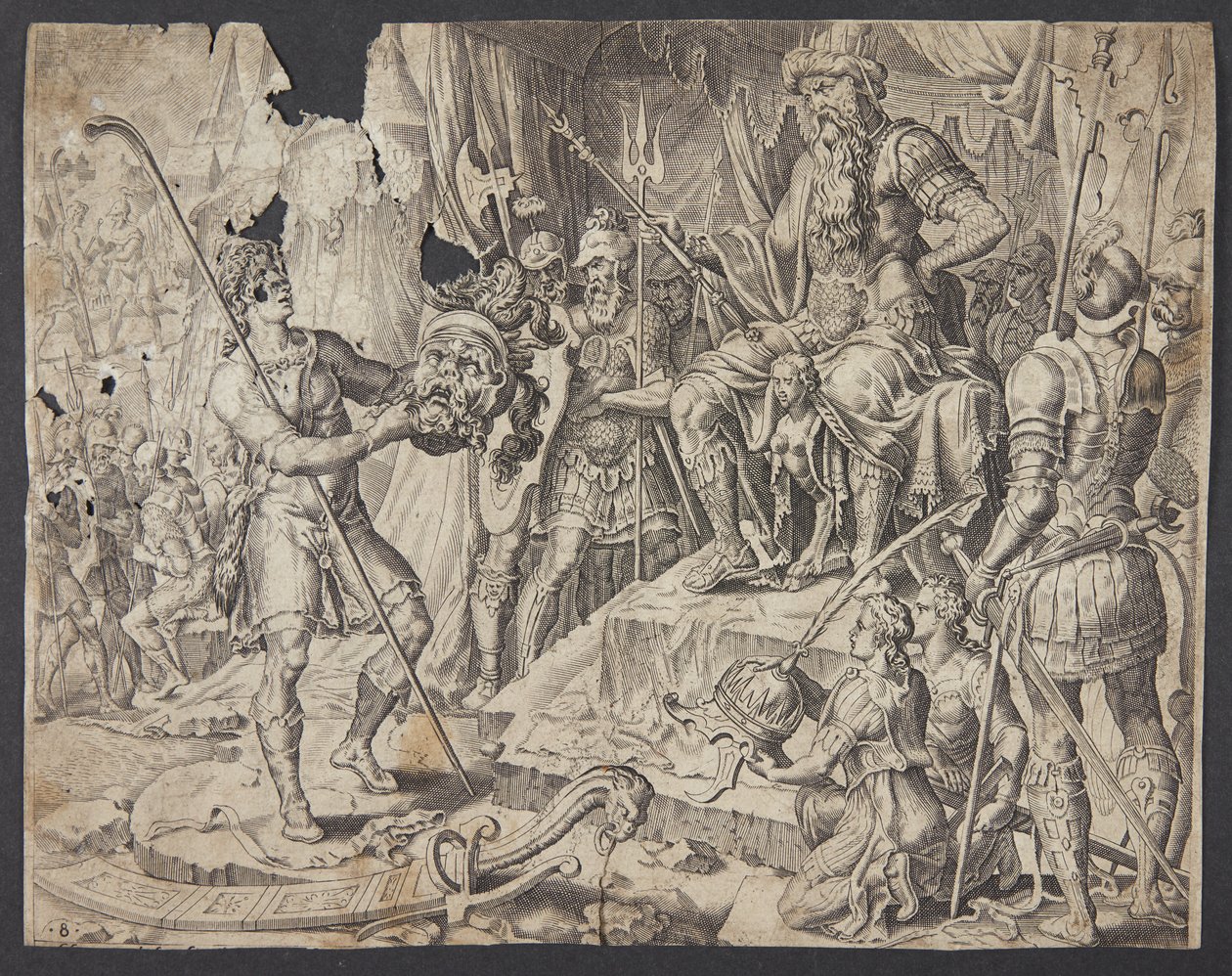 David trennt Goliaths Kopf ab von Ubekendt efter Maarten van Heemskerck