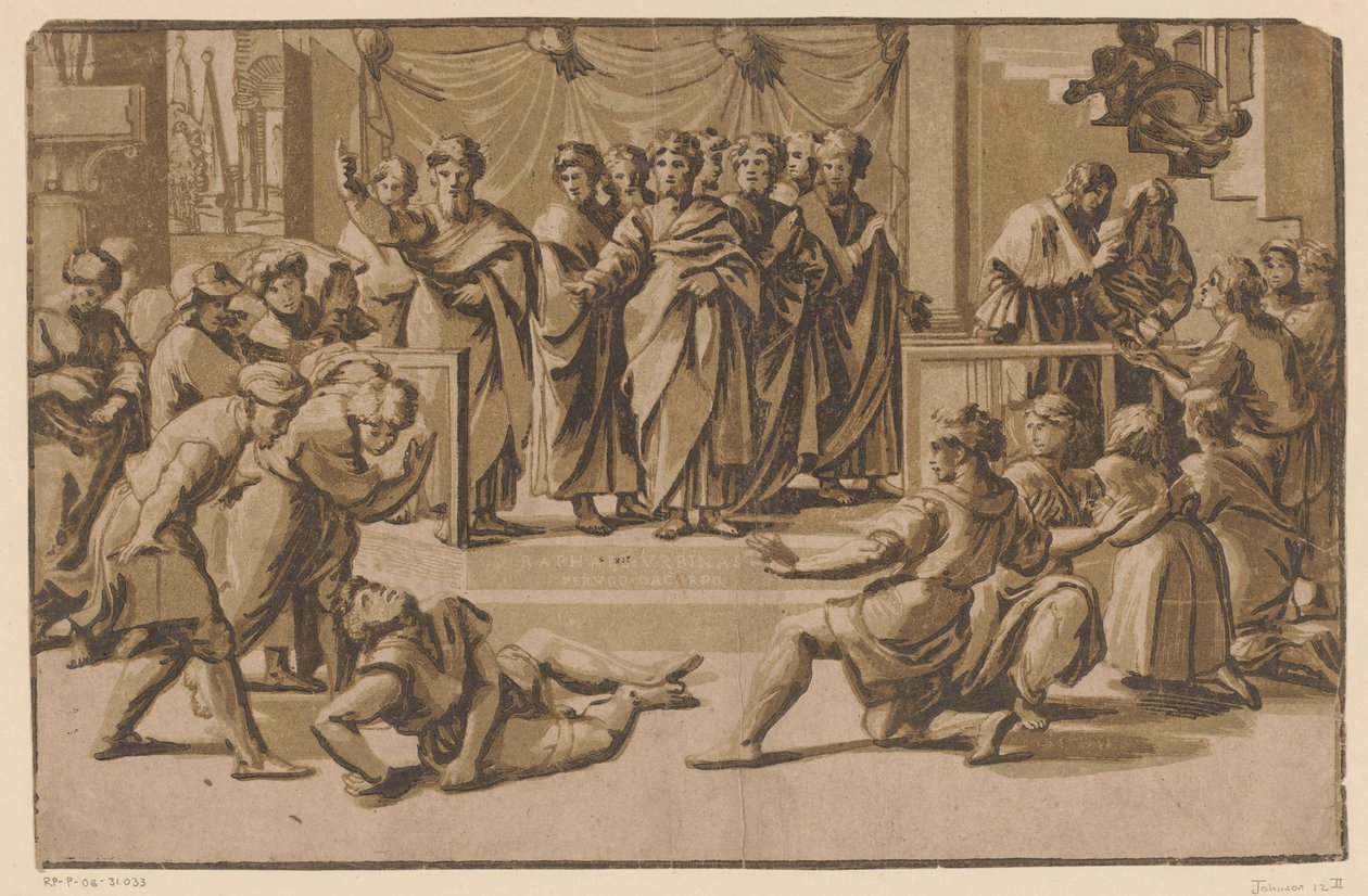 Tod des Ananias von Ugo da Carpi