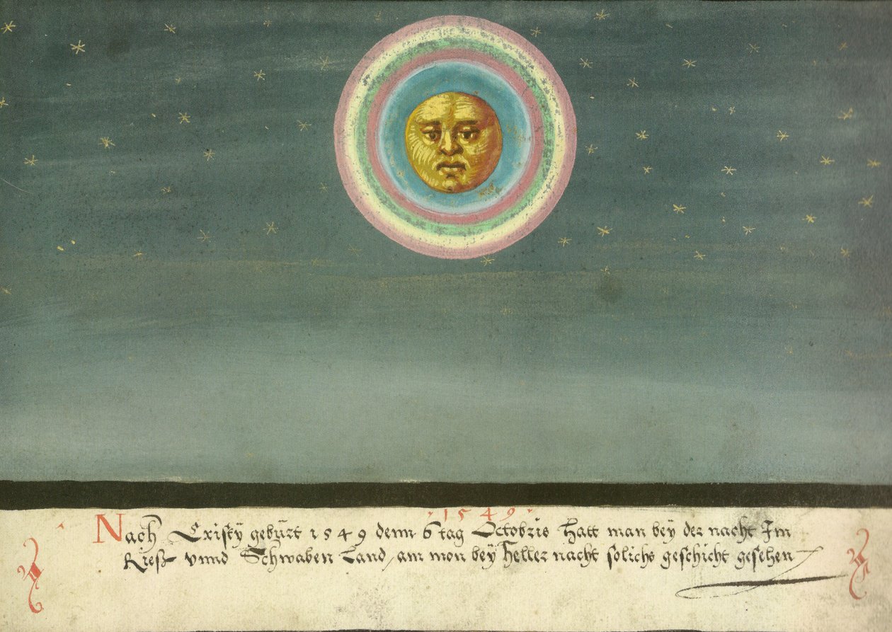 Augsburger Wunderzeichenbuch — Folio 163- Mondhalo über Schwaben von Unbekannt Unbekannt