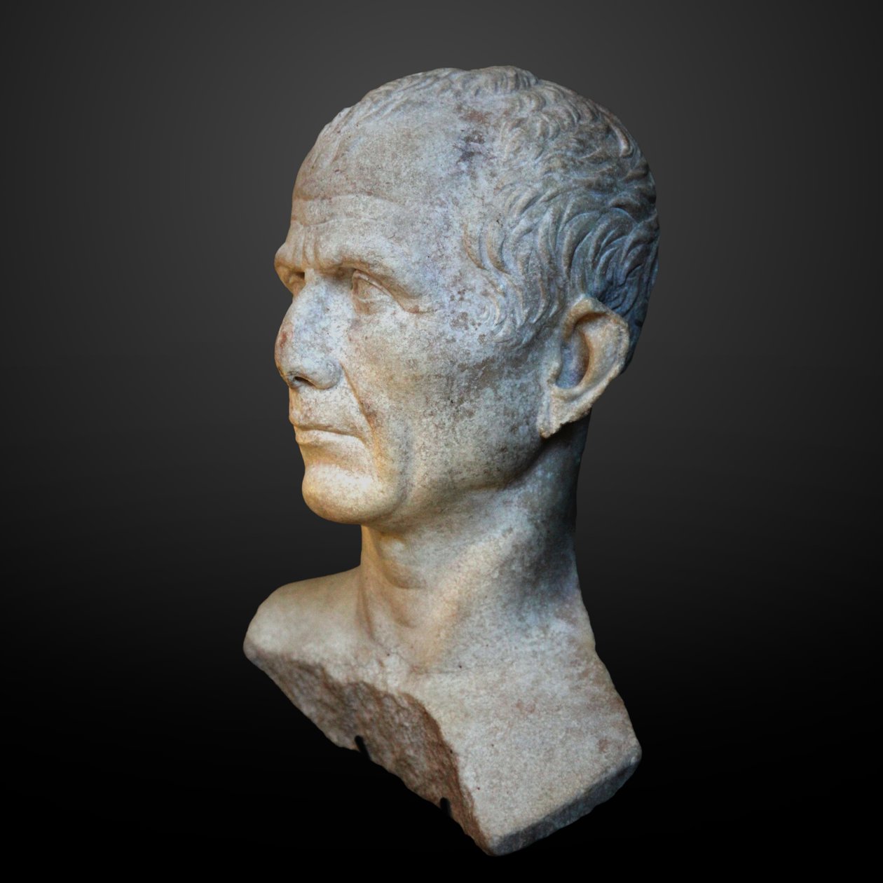 Vermutetes Büste von Caesar, fotografiert in Genf während der temporären Ausstellung Caesar und die Rhone von Unbekannt Unbekannt