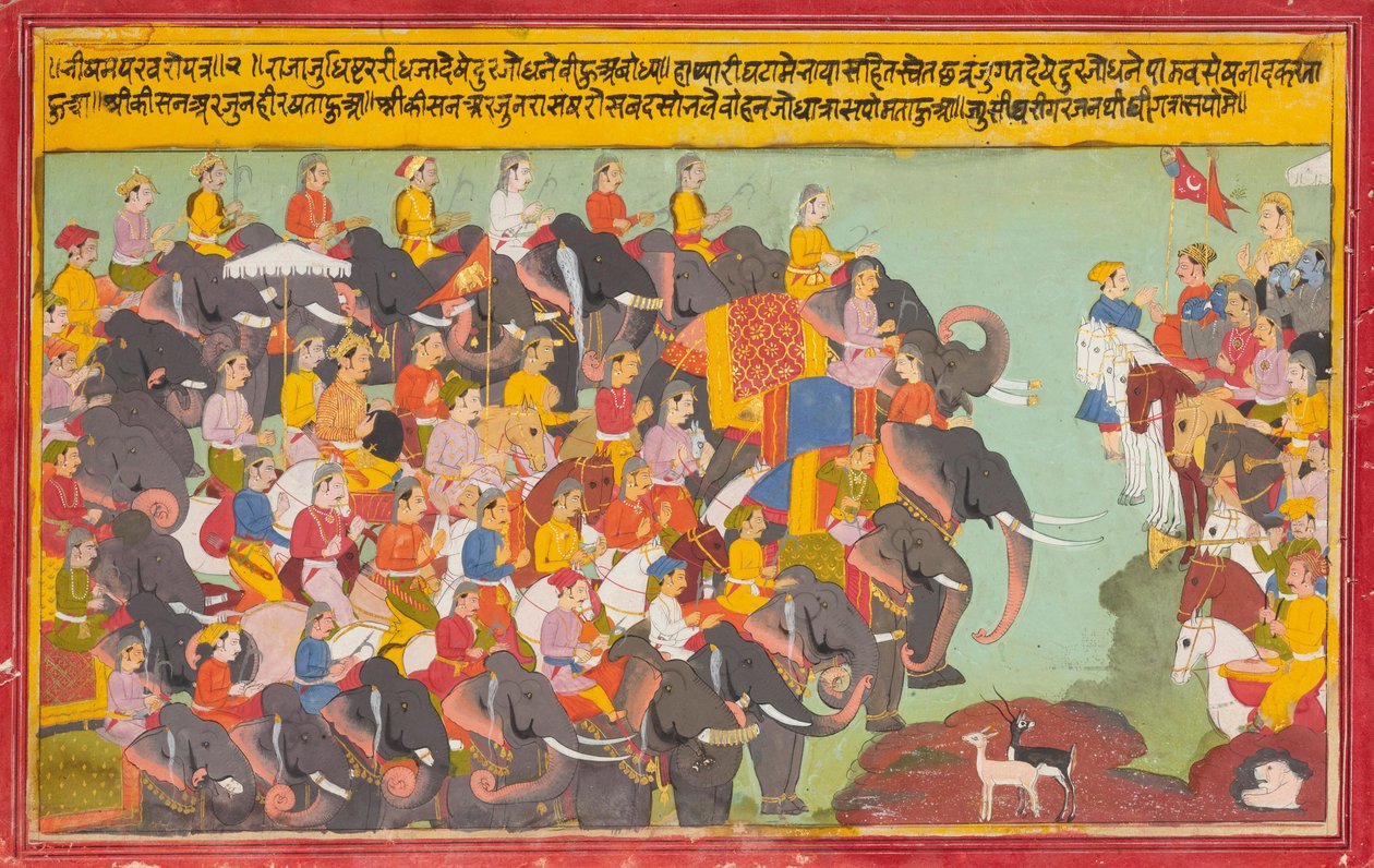 Die Pandava- und Kaurava-Armeen stehen sich gegenüber von Unbekannt Unbekannt