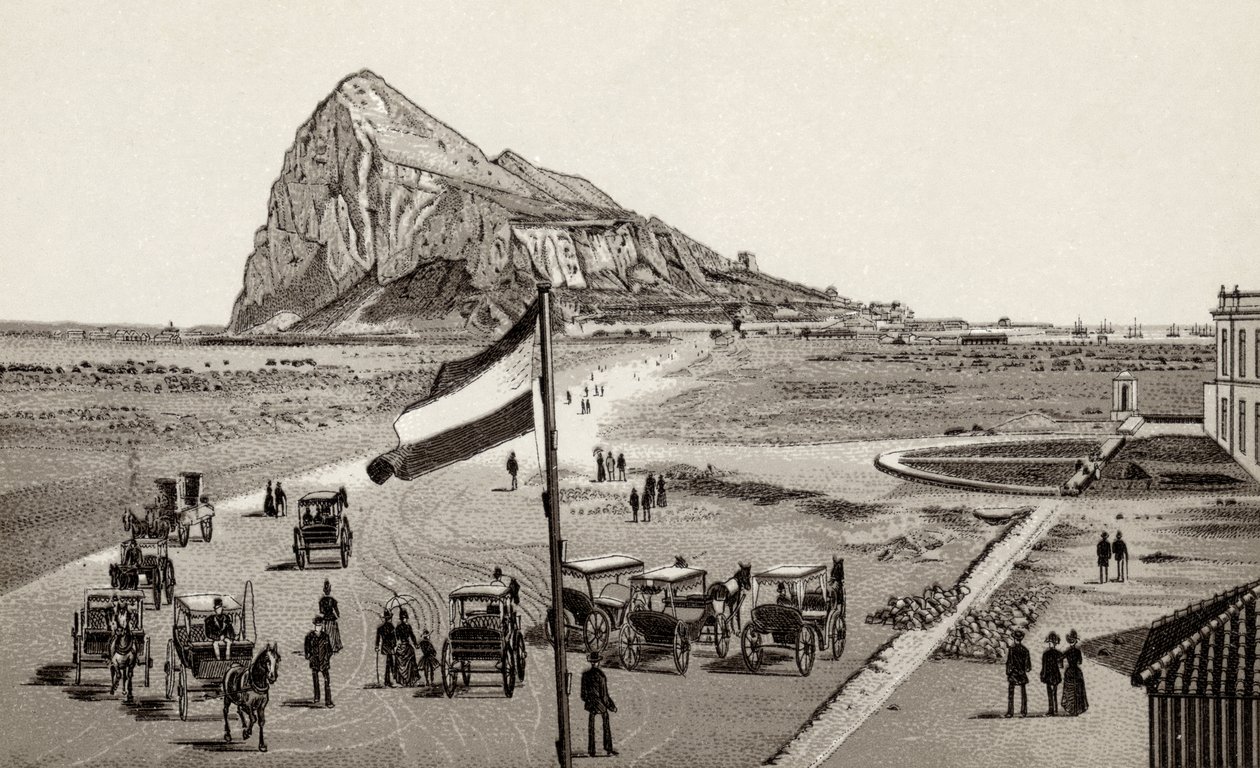 Gibraltar von der spanischen Linie, aus 