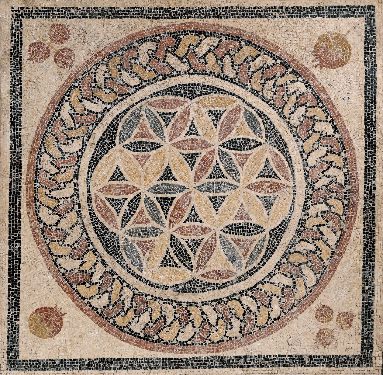 Mosaikboden aus einem Badehaus im Palast von Herodes von Unbekannt Unbekannt