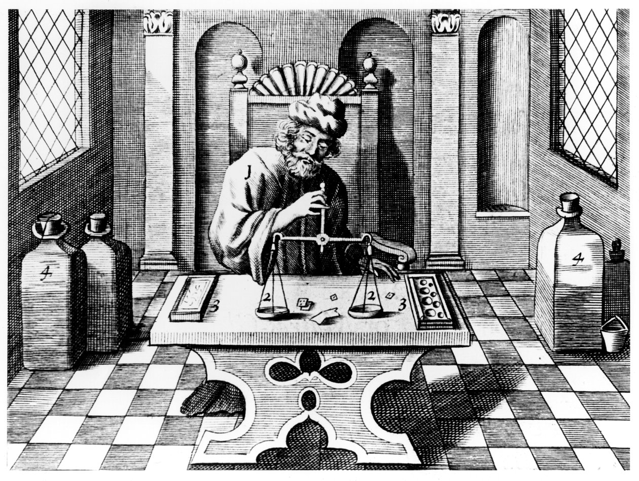 Probierer testet Gold- und Silberproben, 1683 von Unbekannt
