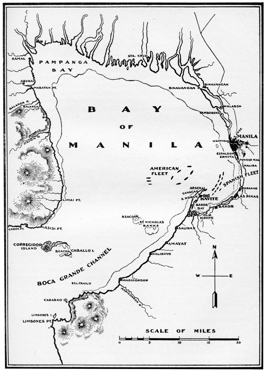 Schlacht in der Bucht von Manila, Philippinen, Spanisch-Amerikanischer Krieg, 1898 von Unbekannt
