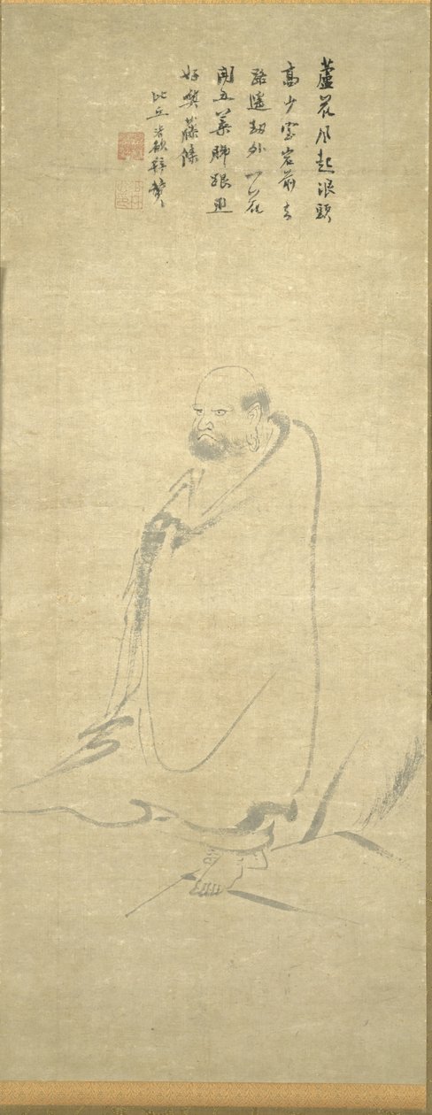 Bodhidharma überquert den Yangzi auf einem Schilfrohr von Unbekannt