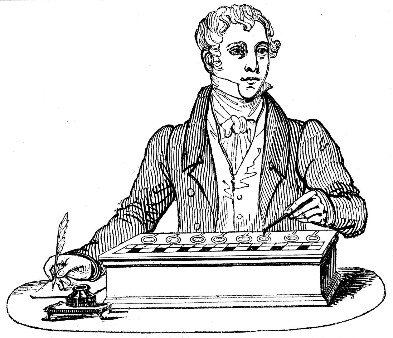 Schreiber benutzt eine Pascal-Rechenmaschine, 1835 von Unbekannt
