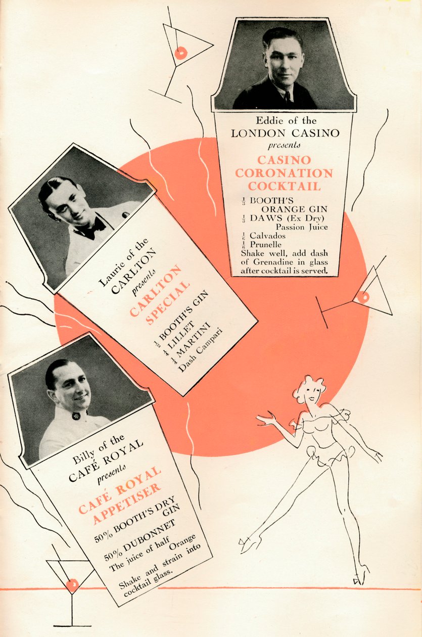 Cocktailrezepte, ca. 1935 von Unbekannt