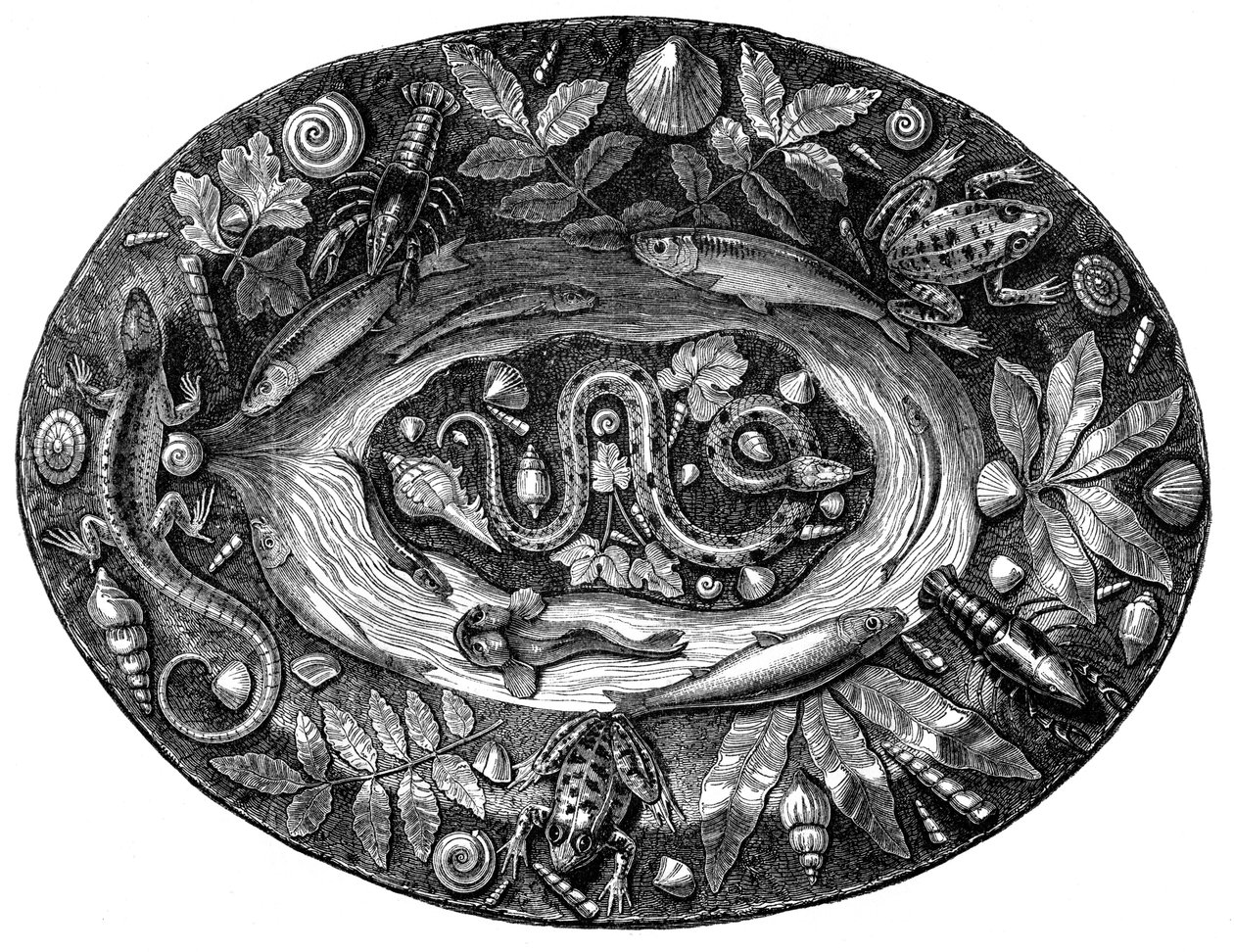 Emaillierter Teller von Bernard Palissy, 16. Jahrhundert, 1870 von Unbekannt
