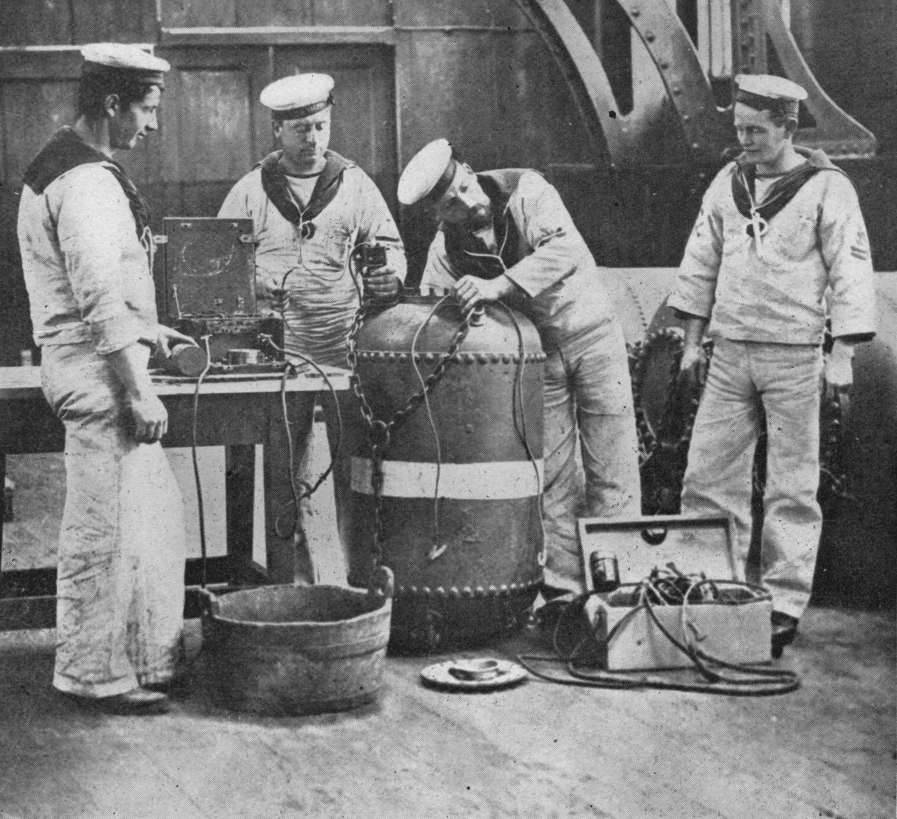 Einrichten einer elektrischen Kontaktmine, 1914 von Unbekannt