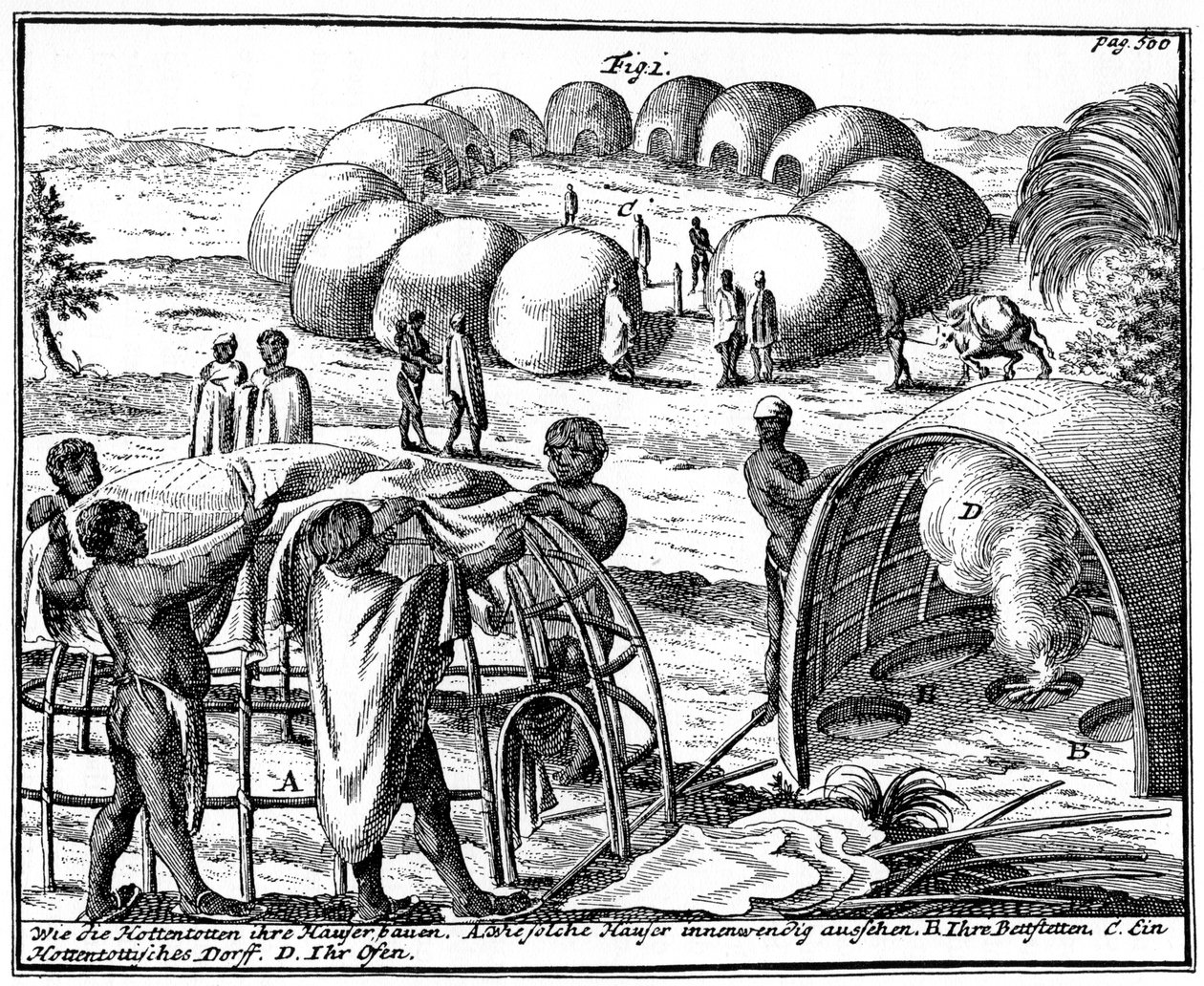 Khoikhoi Hütten und Kraal, Südafrika, 1931 von Unbekannt