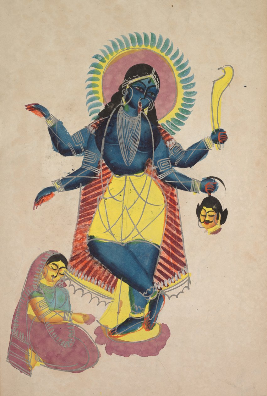 Krishna als Kali, verehrt von Radha, 1800er Jahre von Unbekannt