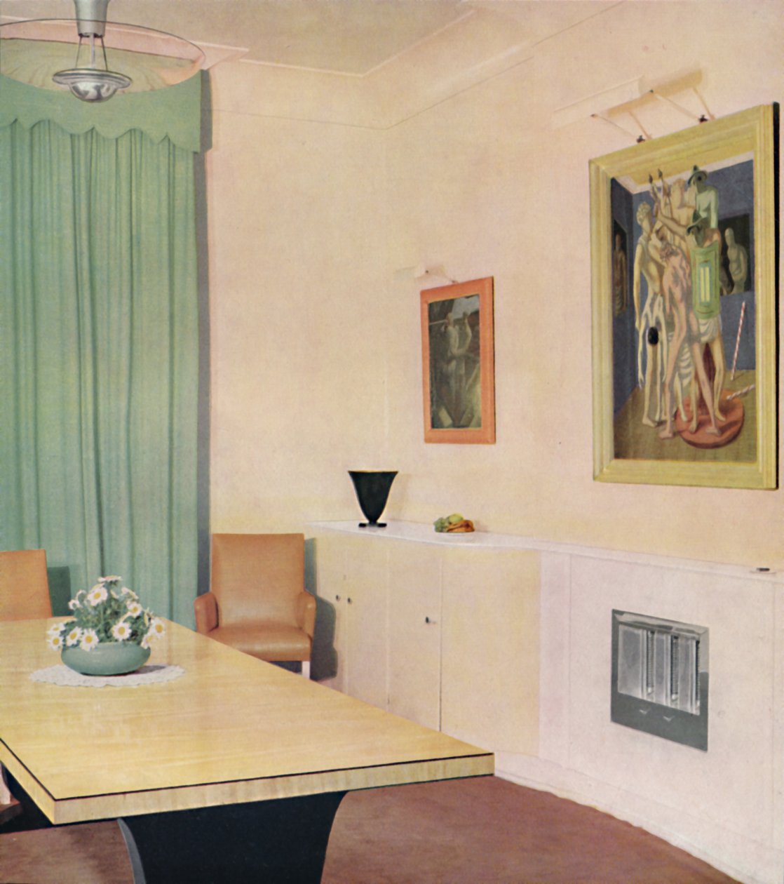 Londoner Speisesaal mit Gemälde von Chirico von Unbekannt