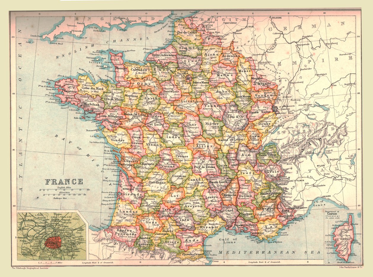 Karte von Frankreich, 1902 von Unbekannt
