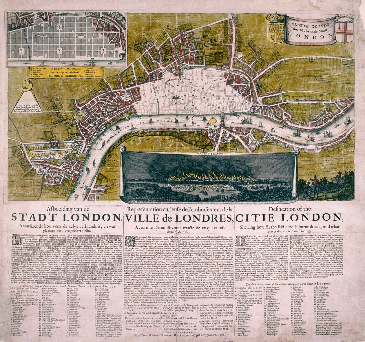 Karte von London, 1666 von Unbekannt