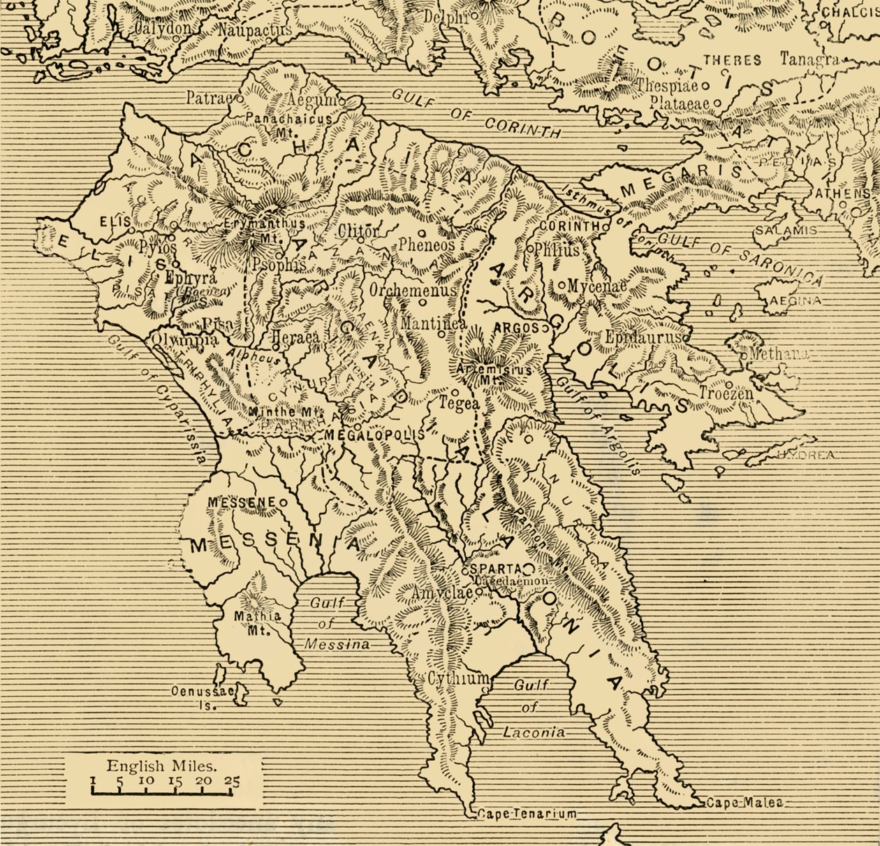 Karte des Peloponnes, 1890 von Unbekannt