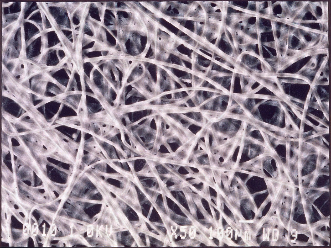 Mikrographien (Licht) Chemotextilgewebe, Lichtmikrographie von Unbekannt