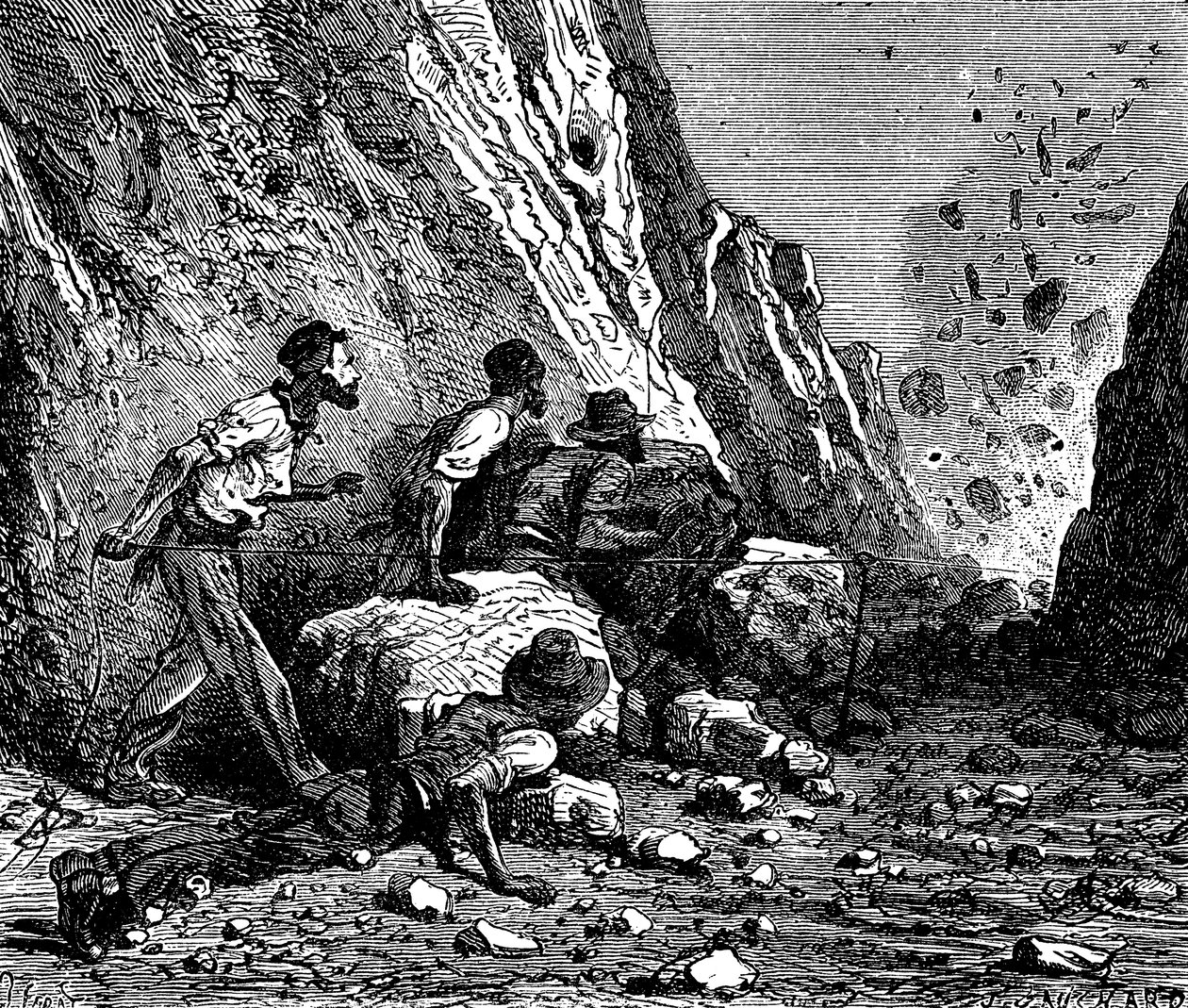 Bergleute beim Sprengen, 1879 von Unbekannt