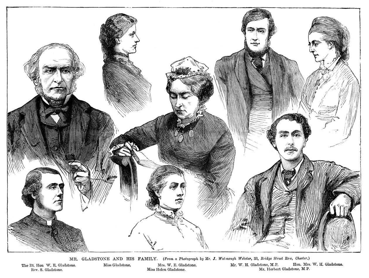 Mr. Gladstone und seine Familie, 19. Jahrhundert von Unbekannt