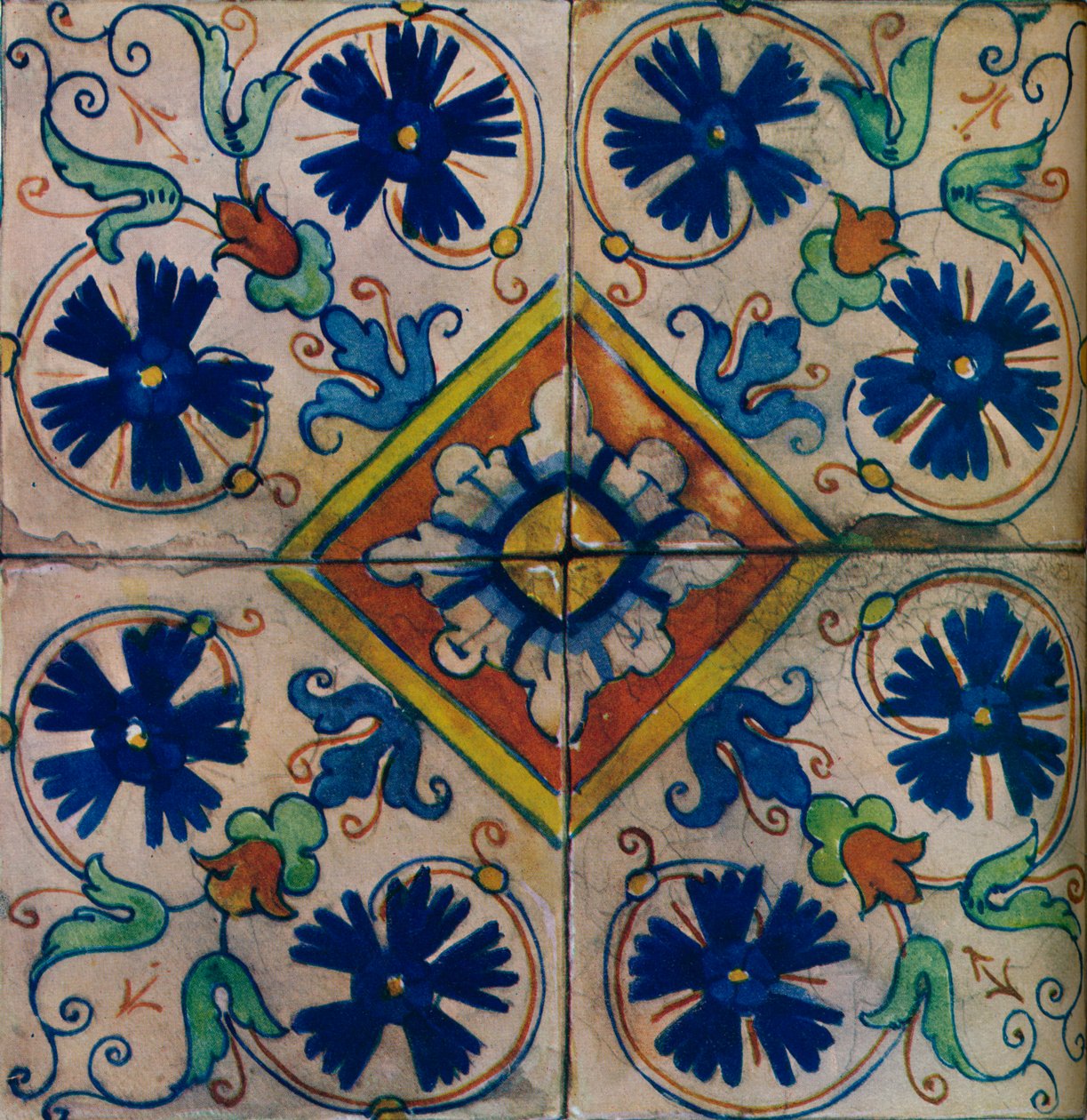 Ornamentale niederländische Fliesen, italienischer Einfluss, um 1600 von Unbekannt