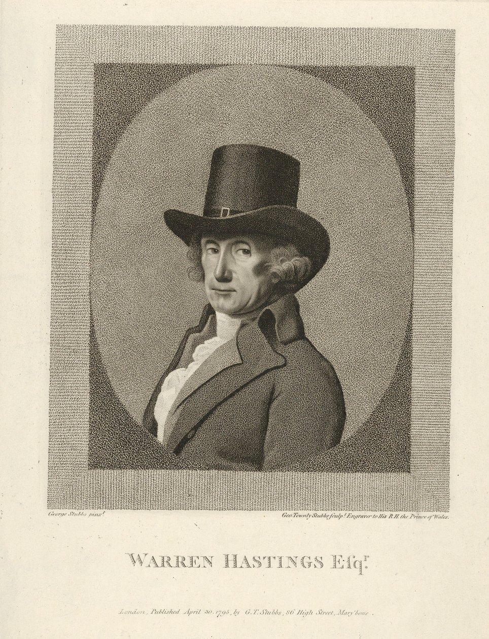 Porträt von Warren Hastings, Esq., veröffentlicht 1795 von Unbekannt