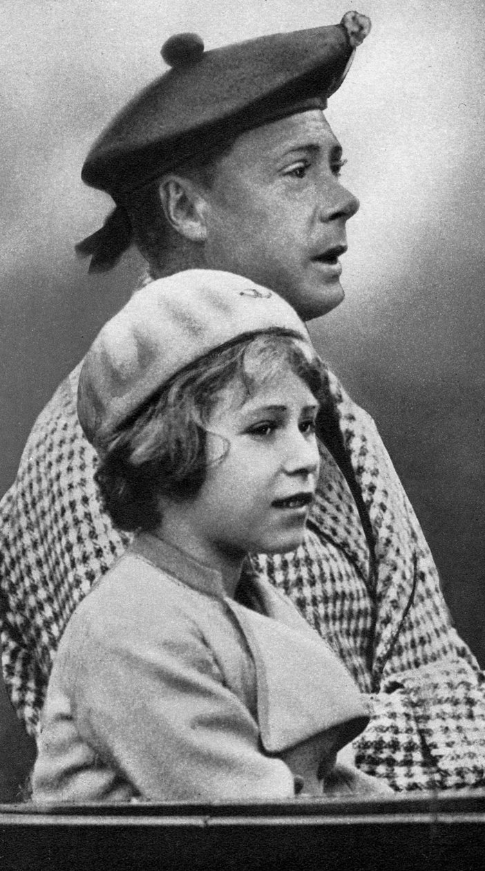 Prinzessin Elizabeth mit ihrem Onkel David, ca. 1936 von Unbekannt